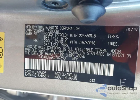2019 Lexus Nx 300 z USA, uszkodzony, nr VIN JTJBARBZ6K2207390